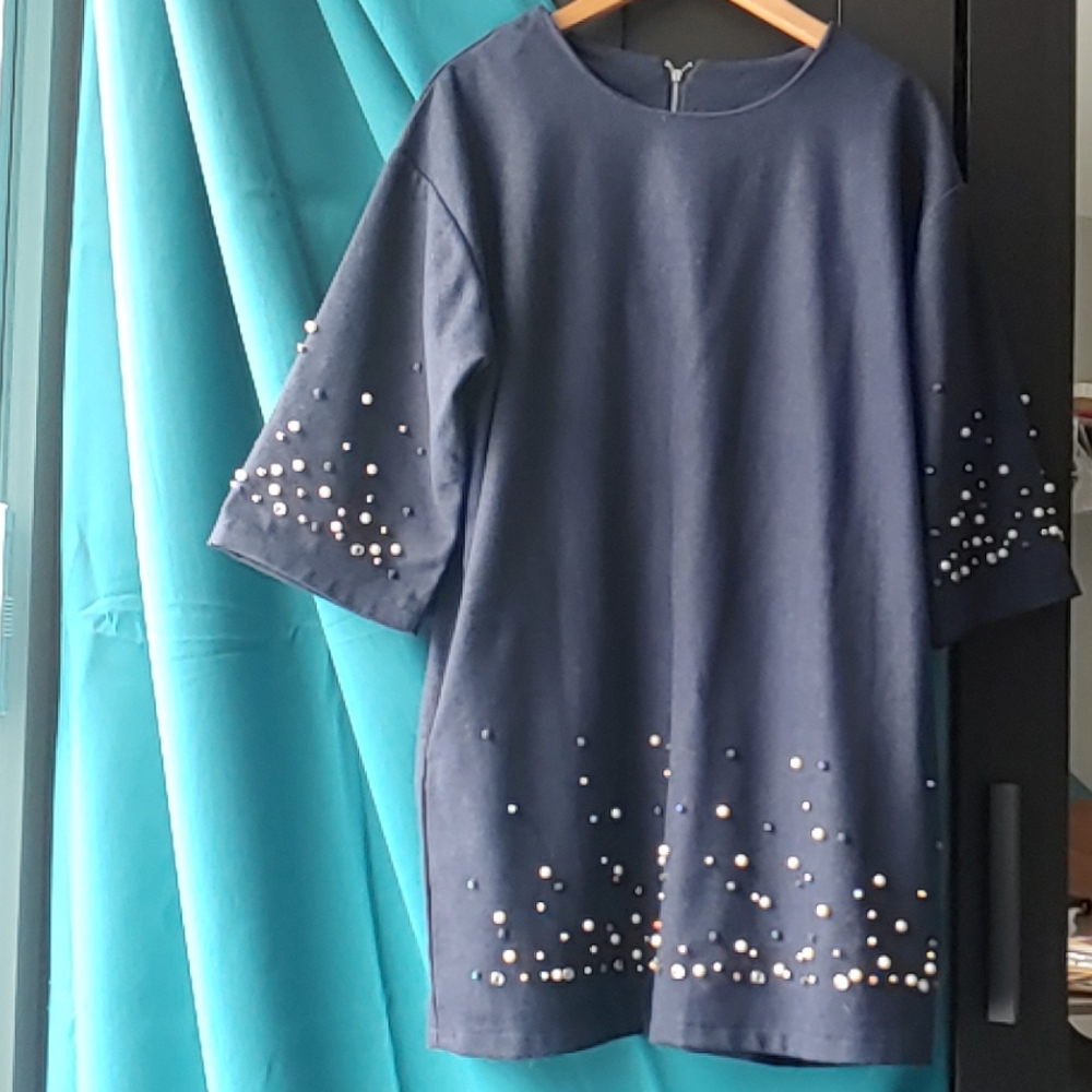 Soo A Mi Bejeweled Felt Sweater Dress